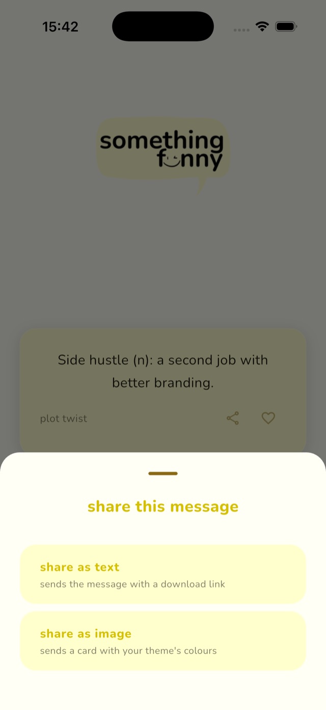 Share sheet offering to share a joke as text or as an image